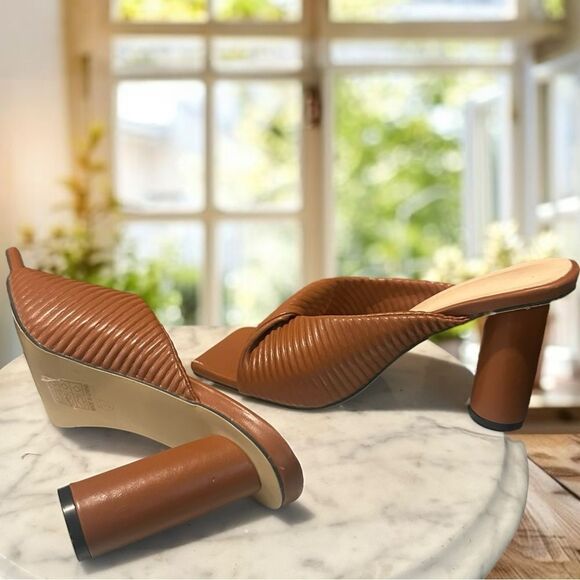 Gorgeous Twist Mule Slide Ribbed Heel Slip-on Square Toe Size 37 - Picture 7 of 16